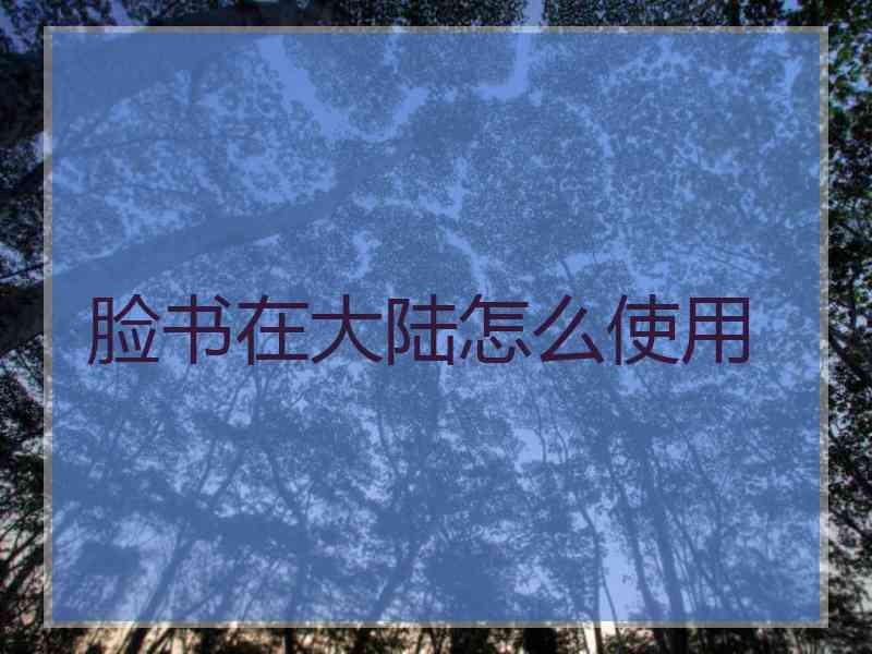 脸书在大陆怎么使用